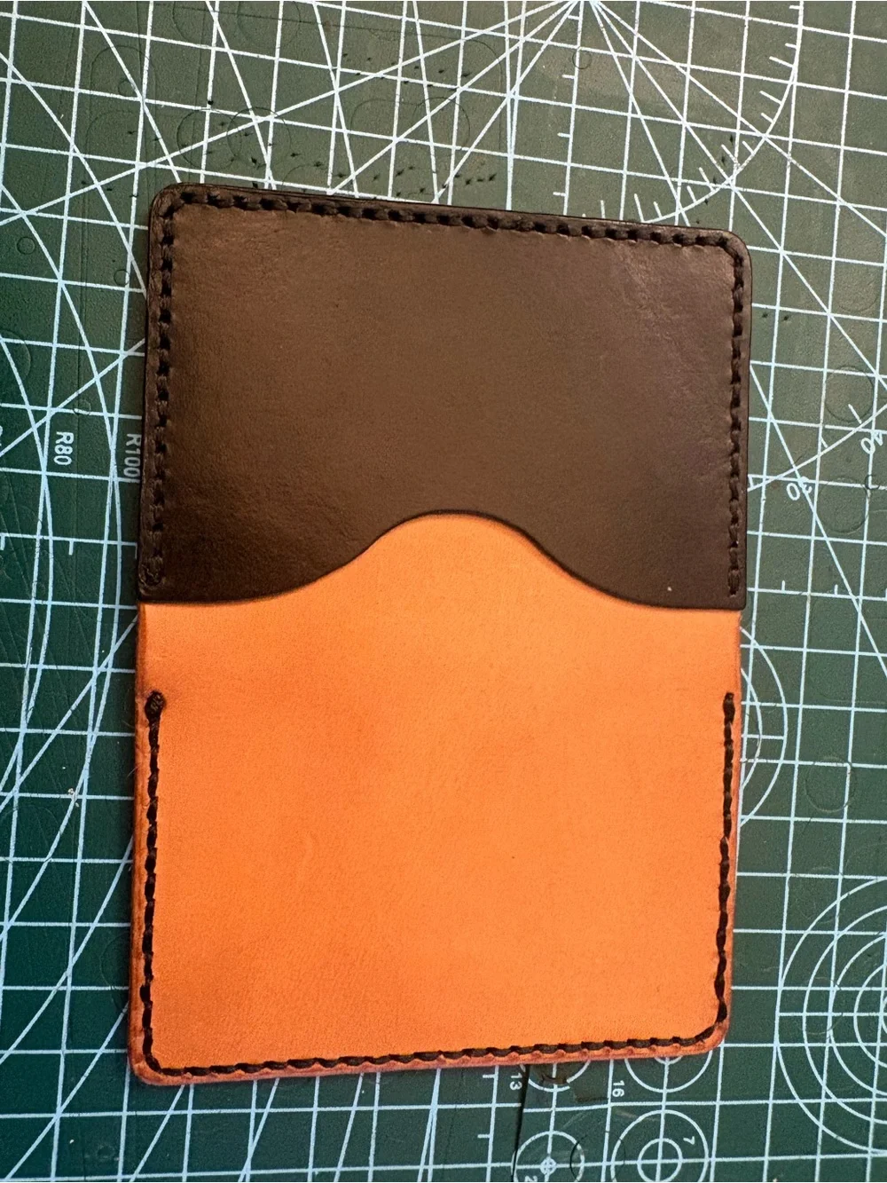 Two-Tone Brown & Tan Slim Leather Card Wallet